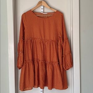 Burnt orange polka dot dress